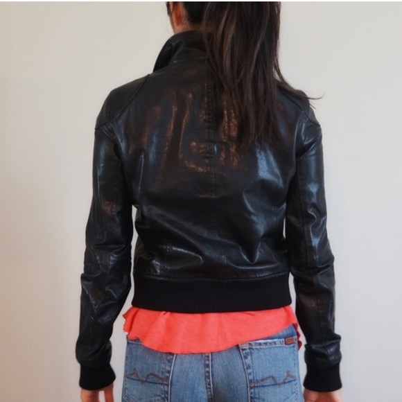 Women's Theory Karlin Rock Leather Bomber Jacket - Picture 3 of 4